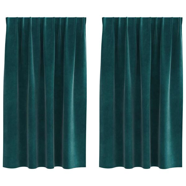 vidaXL Cortinas opacas 2 pcs Verde oscuro 140 x 140 cm Terciopelo
