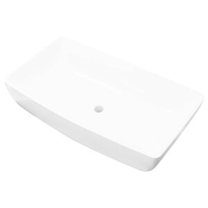 vidaXL Lavabo lujoso rectangular cer&aacute;minca blanco 71x39 cm