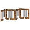 vidaXL Puerta para perros plegable con soportes 4 pcs Roble Ahumado