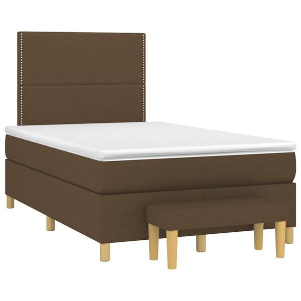vidaXL Cama box spring con colch&oacute;n tela marr&oacute;n oscuro 120x190 cm