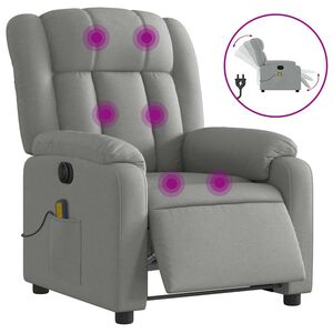 vidaXL Sill&oacute;n reclinable de masaje el&eacute;ctrico tela gris claro