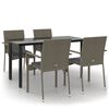 vidaXL Set comedor jard&iacute;n 5 pzas y cojines rat&aacute;n sint&eacute;tico negro gris