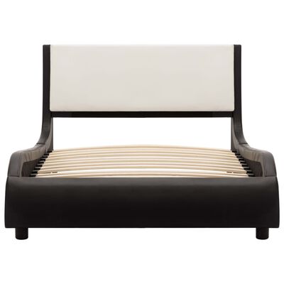 vidaXL Estructura de cama de cuero sintético negro y blanco 90x200 cm