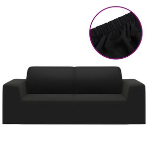 vidaXL Funda el&aacute;stica para sill&oacute;n de 2 plazas poli&eacute;ster jersey negra