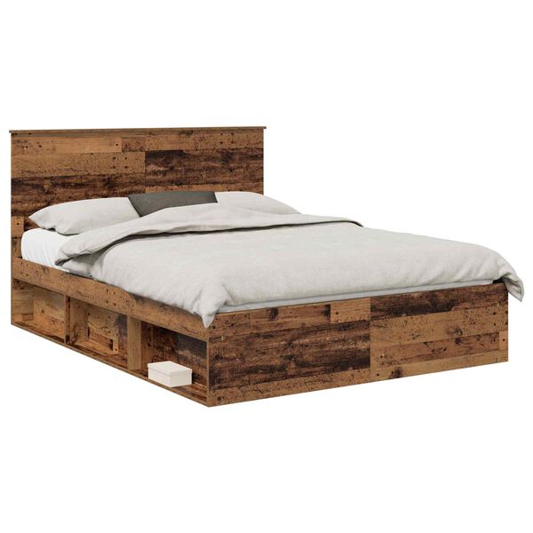 vidaXL Estructura de cama con cabecera Madera vieja 150 x 200 cm