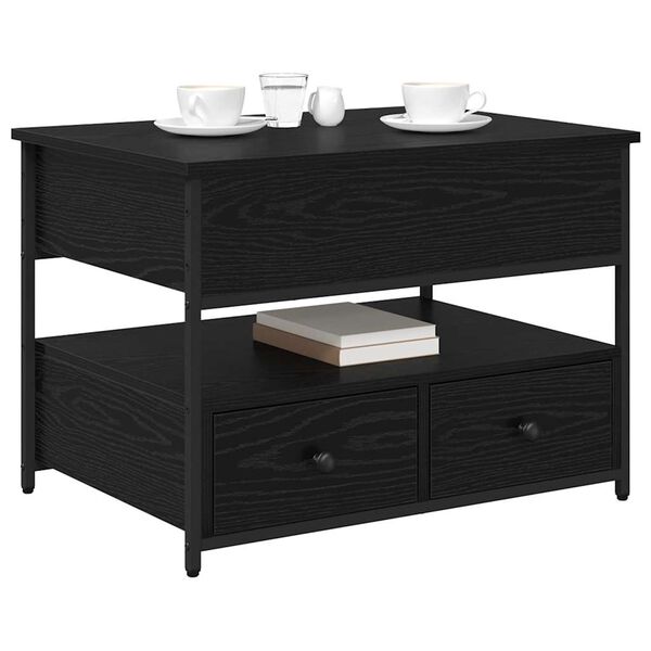 vidaXL Mesa de Caf&eacute; Roble Negro 70 x 50 x 54.5 cm Madera de ingenier&iacute;a