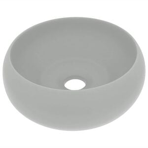 vidaXL Lavabo de lujo redondo cer&aacute;mica gris claro mate 40x15 cm
