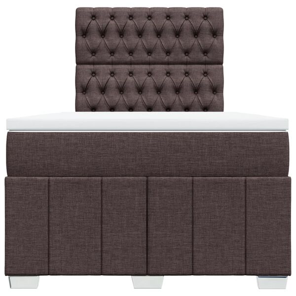 vidaXL Cama box spring con colch&oacute;n tela marr&oacute;n oscuro 120x190 cm