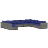 vidaXL Set de muebles de jard&iacute;n 10 pzas y cojines rat&aacute;n sint&eacute;tico gris