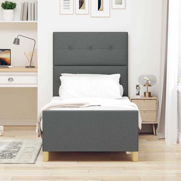 vidaXL Estructura de cama con cabecera Gris oscuro 80 x 200 cm tela