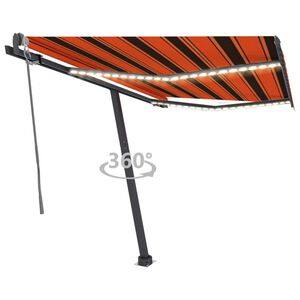 vidaXL Toldo autom&aacute;tico LED sensor de viento naranja marr&oacute;n 300x250 cm