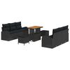 vidaXL Conjunto de sof&aacute;s de jard&iacute;n 9 uds. Negro rat&aacute;n sint&eacute;tico
