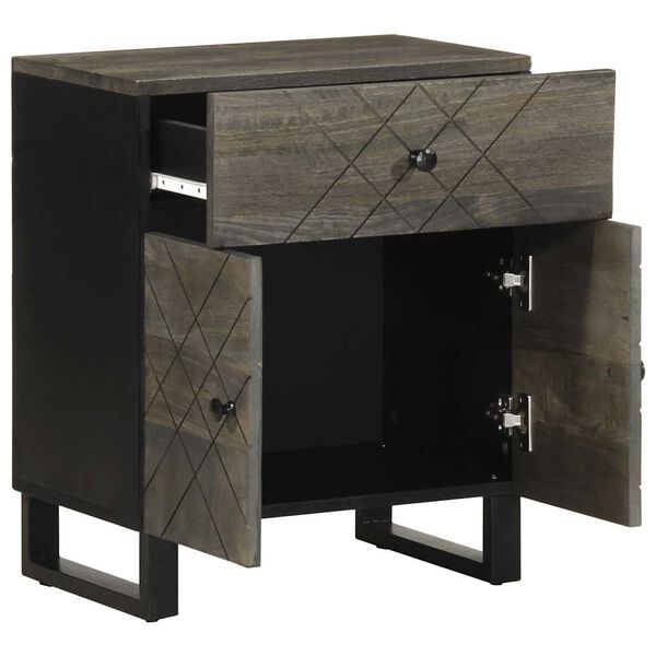 vidaXL Mesita de noche madera maciza de mango negra 50x33x60 cm