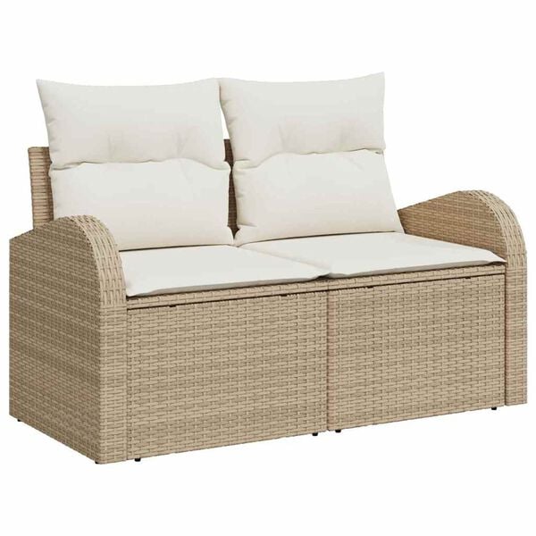 vidaXL Conjunto de sof&aacute; de jard&iacute;n con coj&iacute;n 7 pcs beige y crema