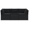 vidaXL Set de muebles de jard&iacute;n 4 pzas y cojines rat&aacute;n sint&eacute;tico negro