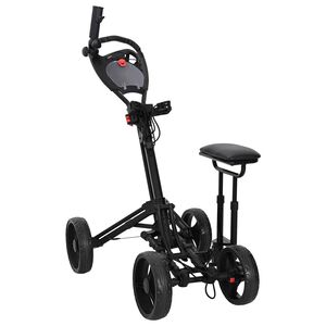 vidaXL Carro de golf con asiento Negro Aluminio Plegable