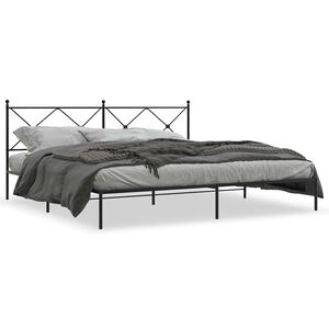 vidaXL Estructura cama sin colch&oacute;n con cabecero metal negro 193x203 cm