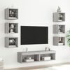 vidaXL Muebles TV pared con LED 8 pzas madera ingeniería gris Sonoma