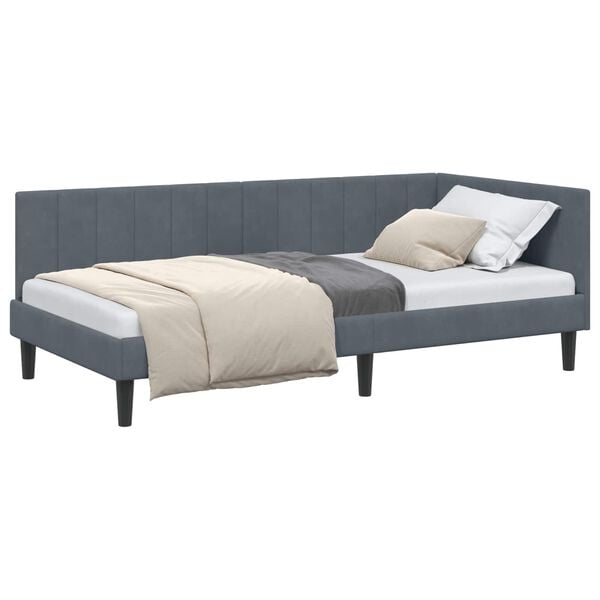 vidaXL Estructura de cama en esquina Gris oscuro 90 cm x 200 cm