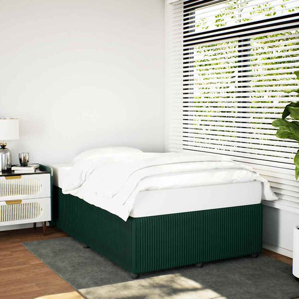 vidaXL Estructura cama sin colch&oacute;n terciopelo verde oscuro 120x190cm