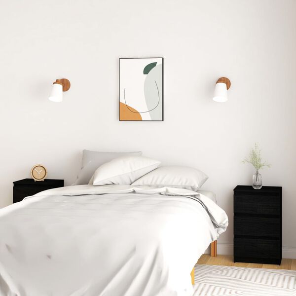 vidaXL Mesitas de noche 2 uds madera maciza de pino negro 40x29,5x64cm