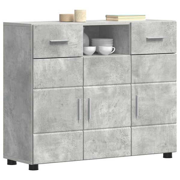 vidaXL Armario de Madera con caj&oacute;n Gris Concreto 88,5 x 30,5 x 73 cm