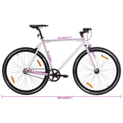 vidaXL Bicicleta de piñón fijo blanco y negro 700c 51 cm