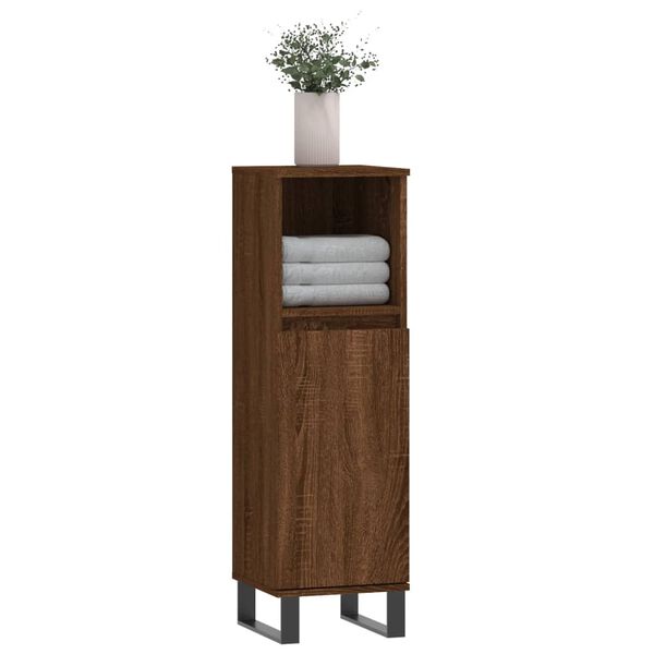 vidaXL Armario de ba&ntilde;o madera contrachapada marr&oacute;n roble 30x30x100 cm
