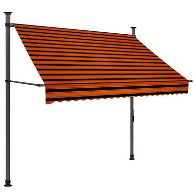 vidaXL Toldo manual retráctil con LED naranja y marrón 200 cm