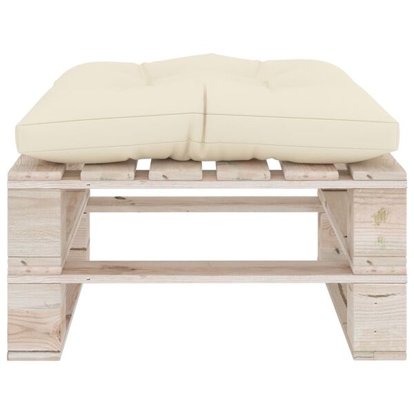 vidaXL Otomana de palets para jard&iacute;n con coj&iacute;n crema madera de pino