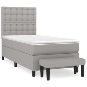 vidaXL Cama box spring con colch&oacute;n tela gris claro 80x200 cm