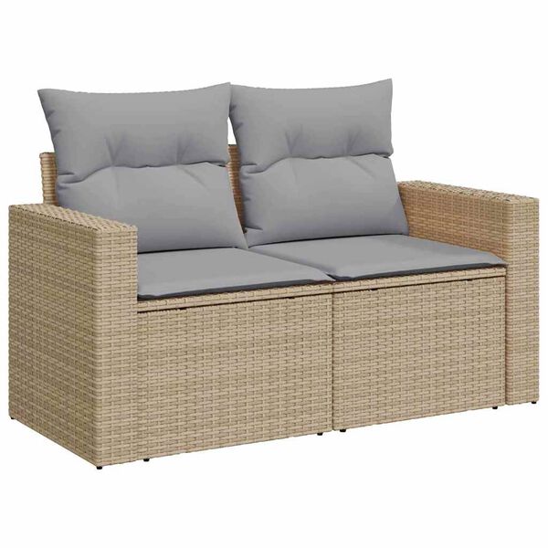 vidaXL Conjunto de sof&aacute;s de jard&iacute;n 14 pcs Beige rat&aacute;n sint&eacute;tico