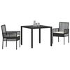 vidaXL Conjunto de Comedor de Jard&iacute;n 3 pcs Negro rat&aacute;n sint&eacute;tico