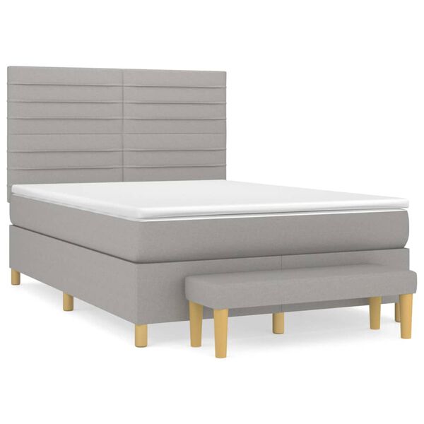 vidaXL Cama box spring con colch&oacute;n tela gris claro 140x200 cm