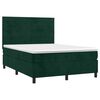 vidaXL Cama box spring colch&oacute;n y LED terciopelo verde oscuro 140x200cm