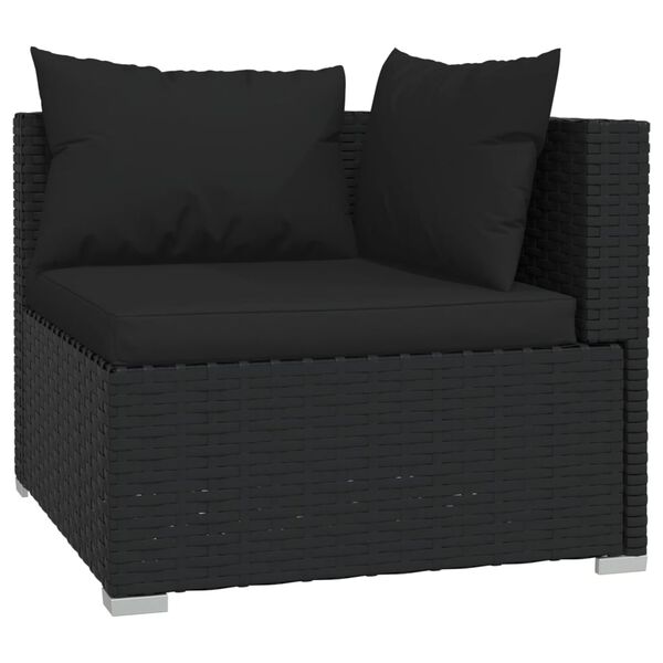 vidaXL Set de muebles de jardín 9 pzas y cojines ratán sintético negro