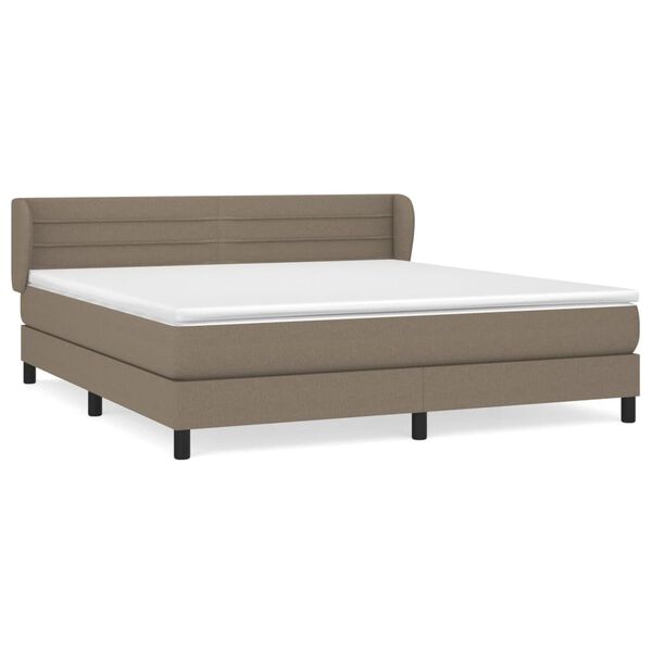 vidaXL Cama box spring con colch&oacute;n tela gris taupe 180x200 cm