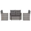 vidaXL Muebles de jard&iacute;n con cojines 4 piezas rat&aacute;n sint&eacute;tico gris