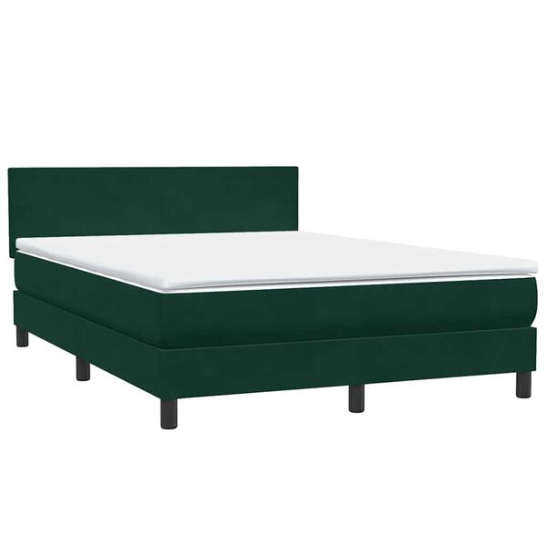 vidaXL Cama box spring con colch&oacute;n terciopelo verde oscuro 160x210 cm
