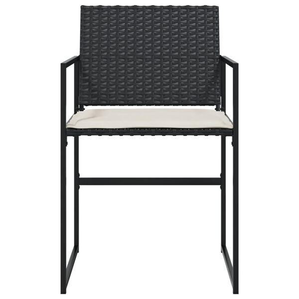 vidaXL Sillas de jard&iacute;n con cojines 4 unidades rat&aacute;n sint&eacute;tico negro