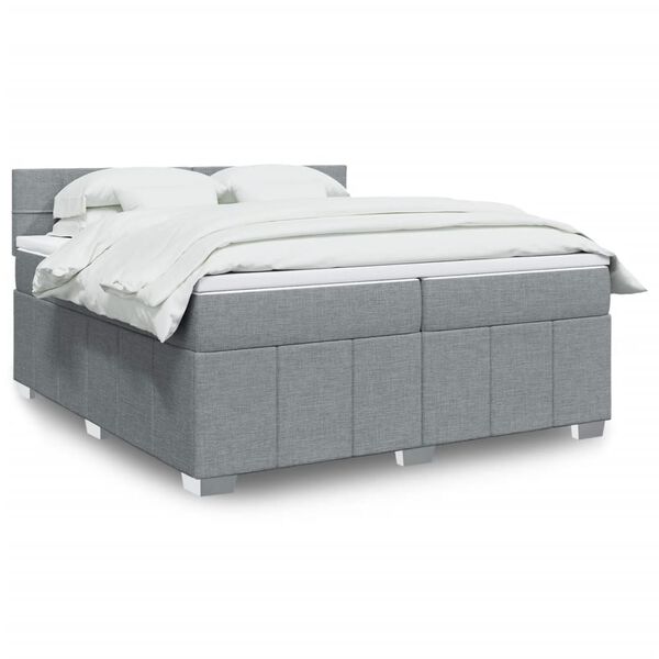 vidaXL Cama box spring con colch&oacute;n tela gris claro 200x200 cm