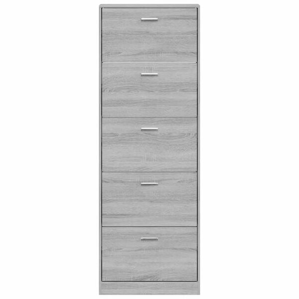 vidaXL Zapatero madera contrachapada gris Sonoma 59x17x169 cm