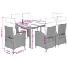 vidaXL Set de comedor de jard&iacute;n 7 pzas y cojines rat&aacute;n sint&eacute;tico negro