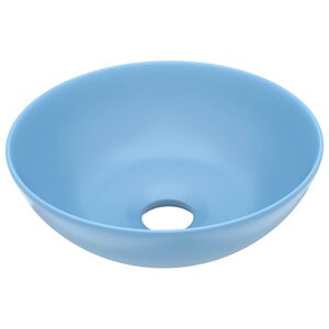 vidaXL Lavabo de cuarto de ba&ntilde;o redondo cer&aacute;mica azul claro