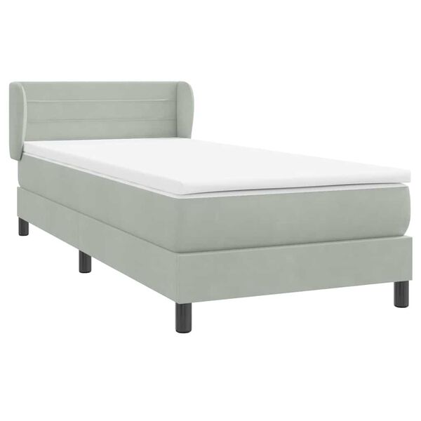 vidaXL Cama box spring con colch&oacute;n terciopelo gris claro 80x220 cm