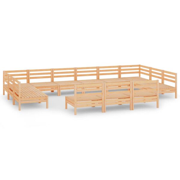 vidaXL Juego de muebles de jard&iacute;n 13 piezas madera maciza de pino