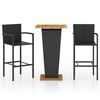 vidaXL Conjunto de bar para jard&iacute;n 3 piezas negro