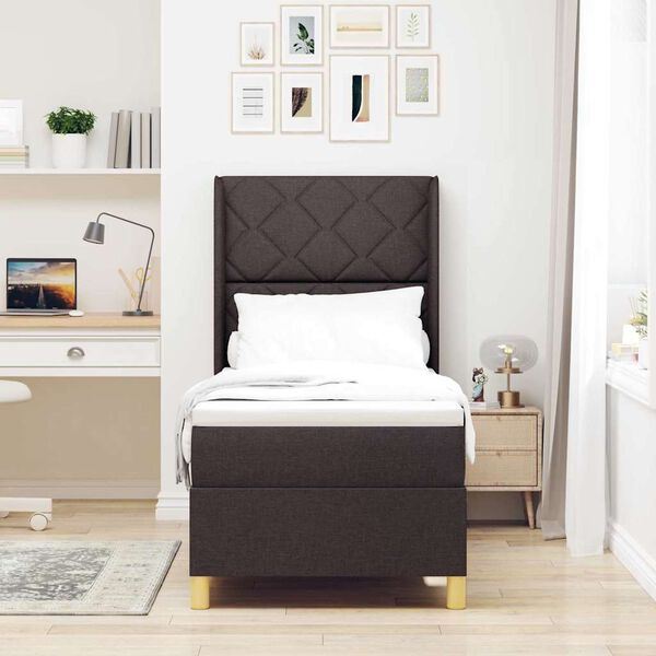 vidaXL Cama tipo Box Spring con colch&oacute;n Marr&oacute;n Oscuro 80 x 200 cm tela