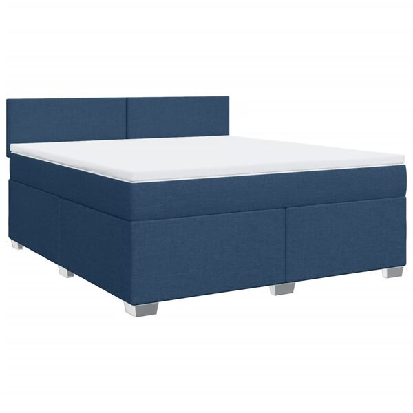 vidaXL Cama box spring con colch&oacute;n tela azul 180x200 cm
