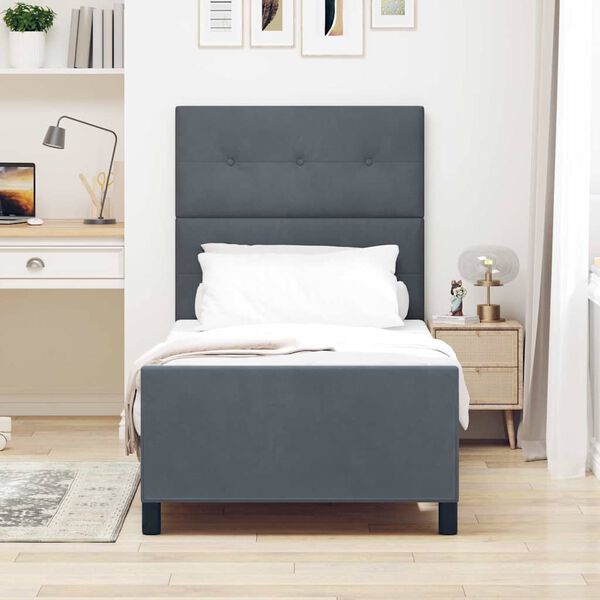 vidaXL Cama tipo Box Spring Gris oscuro 90 x 200 cm Terciopelo